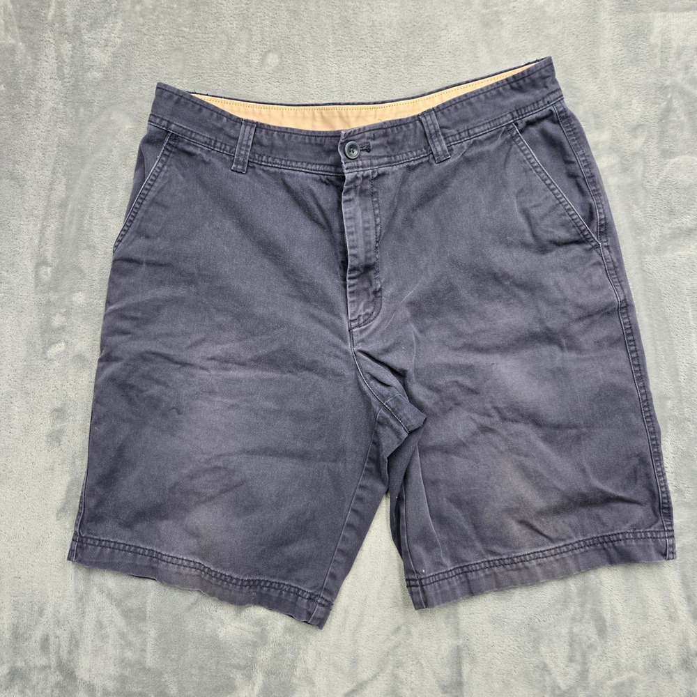 Izod Saltwater Chino Shorts Mens Size 36W Navy Blue Cotton Flat Front